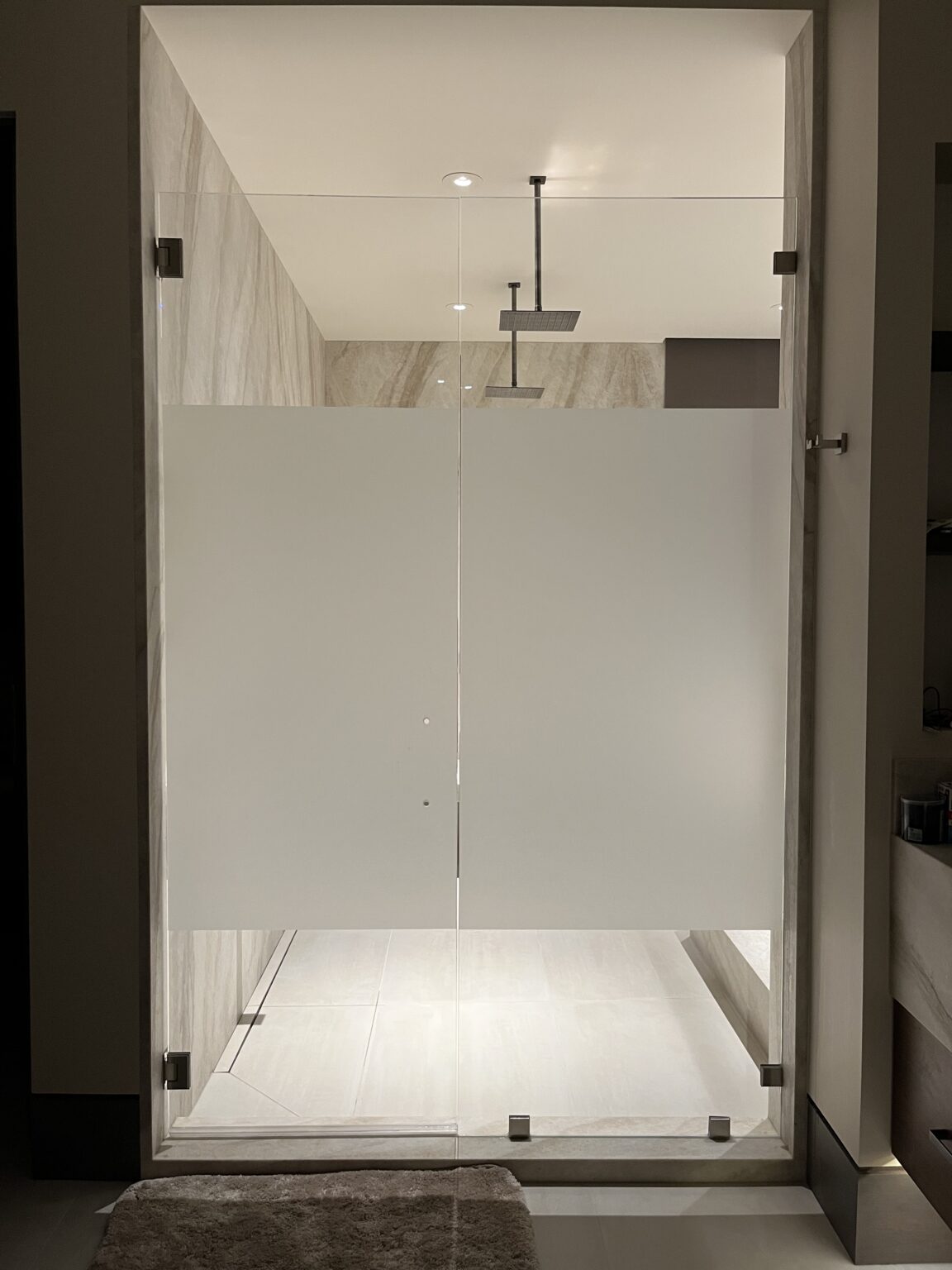 frosted band for shower glass for privacy