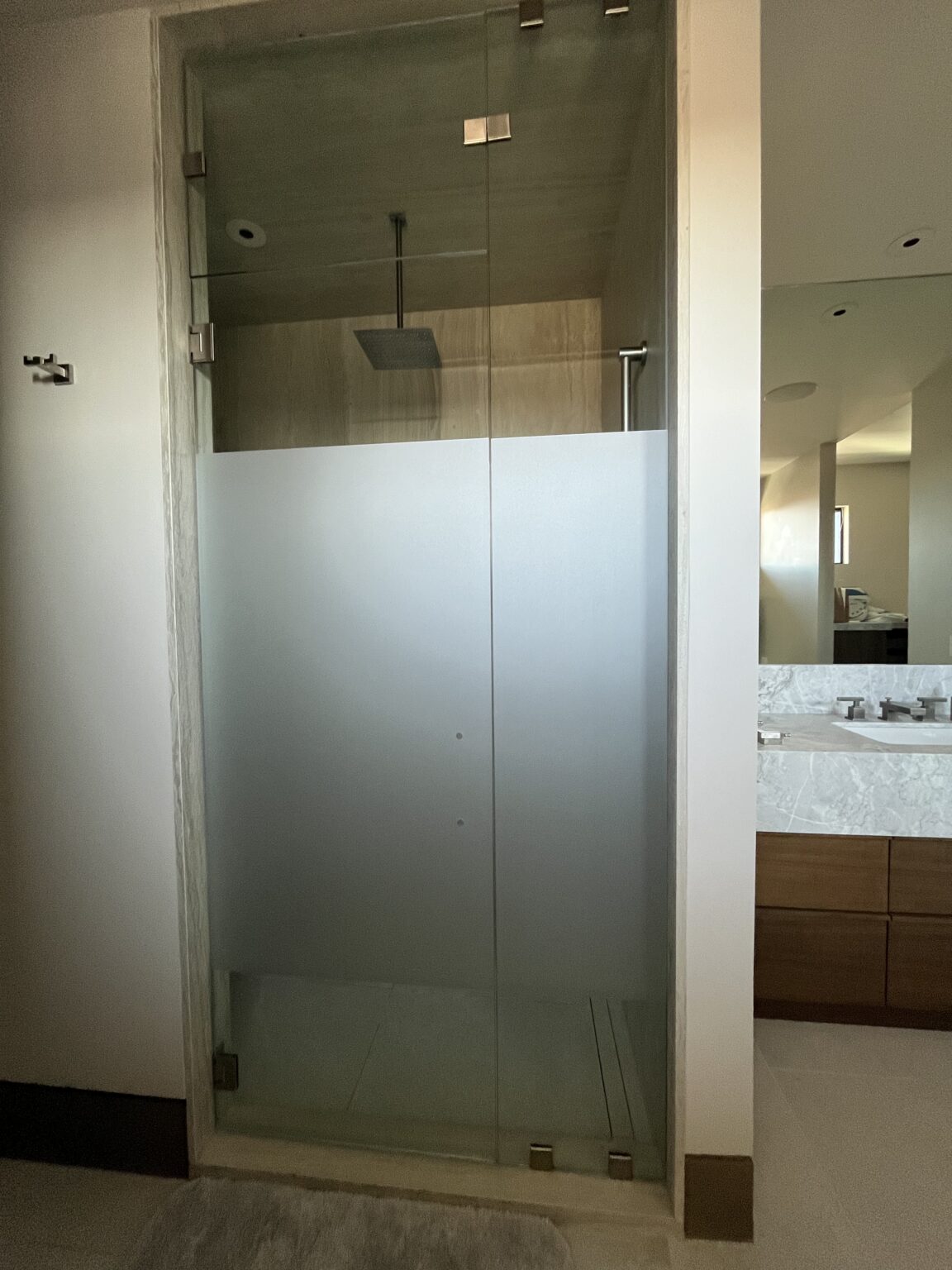 frosted band for shower glass for privacy