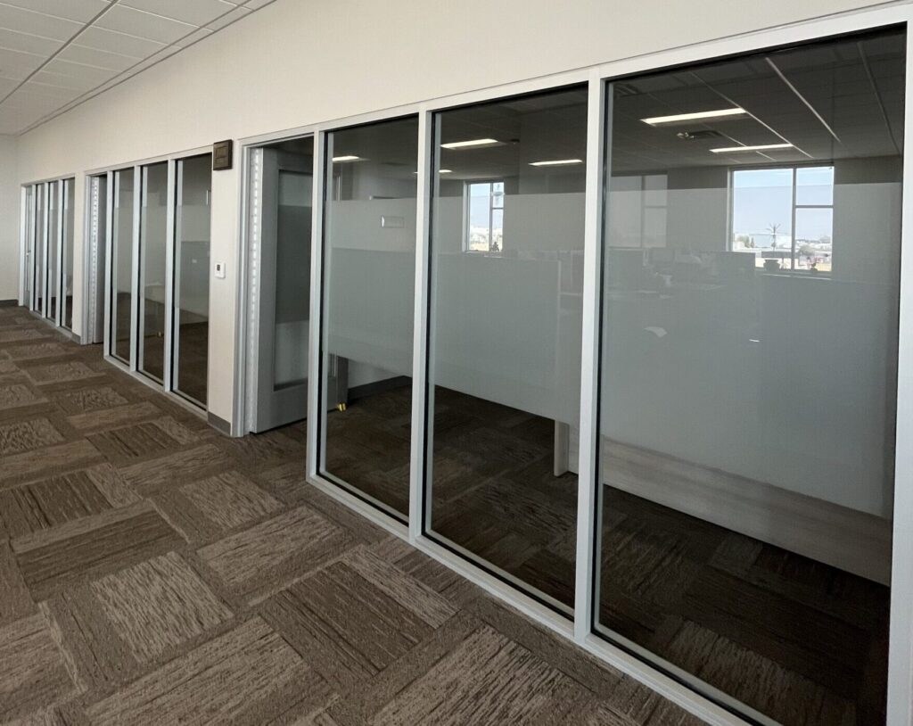 Frosted film installed on office space in salt lake city, Utah for privacy