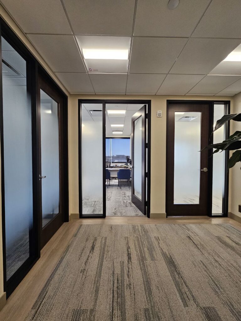Decorative film installed on in Utah business for privacy